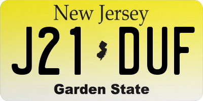 NJ license plate J21DUF