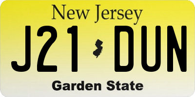 NJ license plate J21DUN