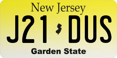 NJ license plate J21DUS