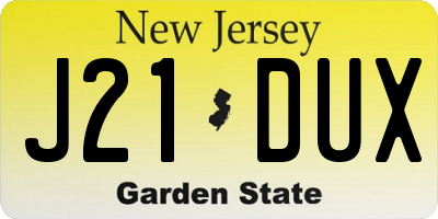 NJ license plate J21DUX
