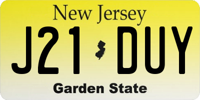 NJ license plate J21DUY