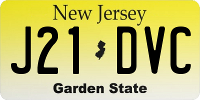 NJ license plate J21DVC
