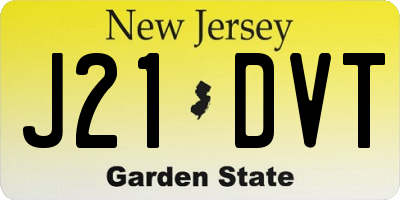 NJ license plate J21DVT