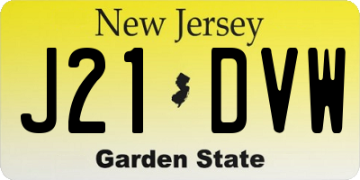 NJ license plate J21DVW