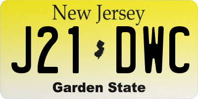 NJ license plate J21DWC