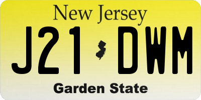 NJ license plate J21DWM