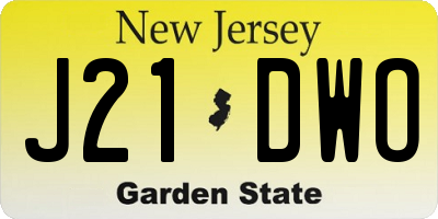 NJ license plate J21DWO