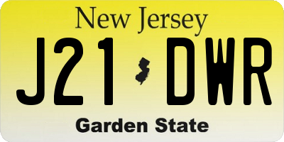 NJ license plate J21DWR