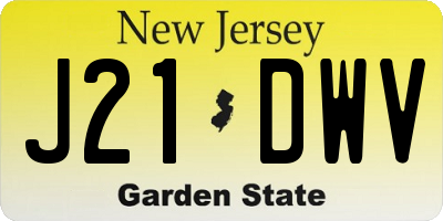 NJ license plate J21DWV