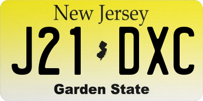 NJ license plate J21DXC