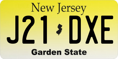 NJ license plate J21DXE