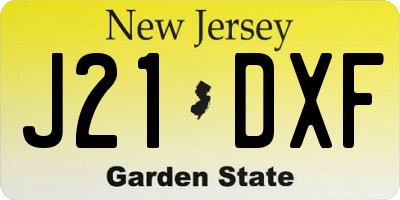NJ license plate J21DXF