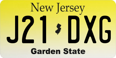 NJ license plate J21DXG
