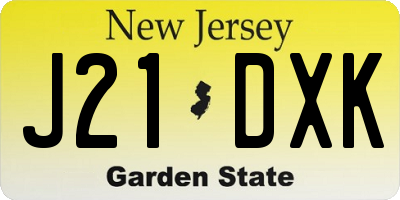 NJ license plate J21DXK