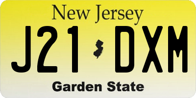 NJ license plate J21DXM