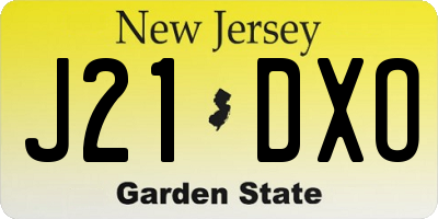 NJ license plate J21DXO