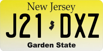 NJ license plate J21DXZ