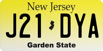 NJ license plate J21DYA