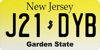 NJ license plate J21DYB