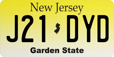 NJ license plate J21DYD