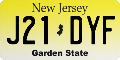 NJ license plate J21DYF