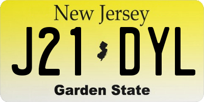 NJ license plate J21DYL