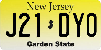 NJ license plate J21DYO