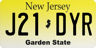 NJ license plate J21DYR