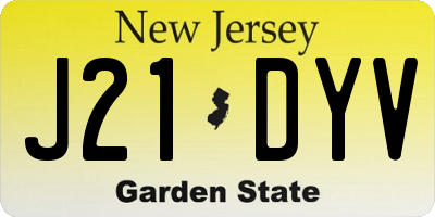NJ license plate J21DYV