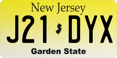 NJ license plate J21DYX