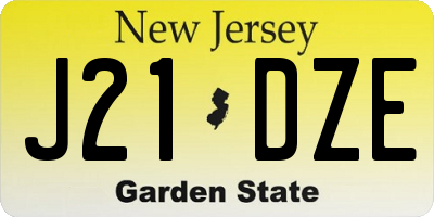 NJ license plate J21DZE