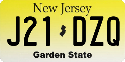 NJ license plate J21DZQ