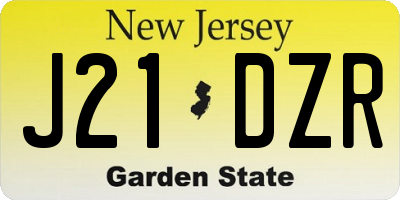 NJ license plate J21DZR