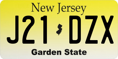NJ license plate J21DZX