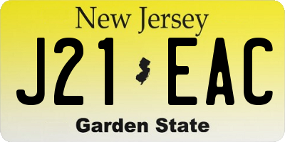 NJ license plate J21EAC