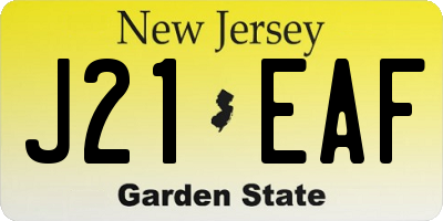 NJ license plate J21EAF