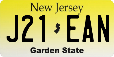 NJ license plate J21EAN