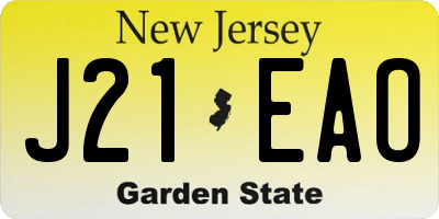 NJ license plate J21EAO