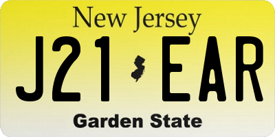 NJ license plate J21EAR