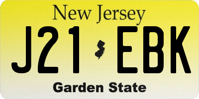 NJ license plate J21EBK