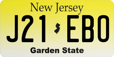NJ license plate J21EBO