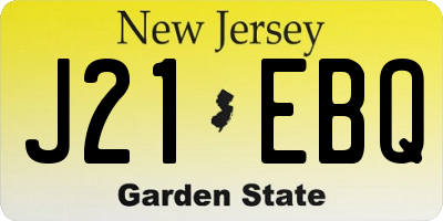 NJ license plate J21EBQ
