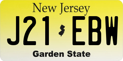 NJ license plate J21EBW