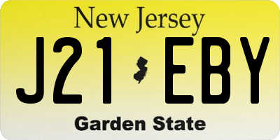NJ license plate J21EBY