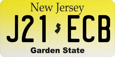 NJ license plate J21ECB