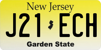 NJ license plate J21ECH
