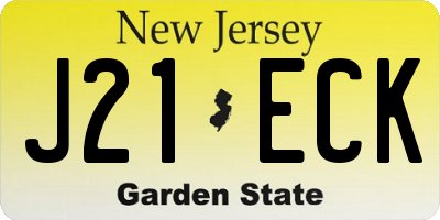 NJ license plate J21ECK