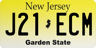 NJ license plate J21ECM