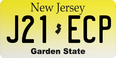 NJ license plate J21ECP