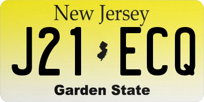 NJ license plate J21ECQ